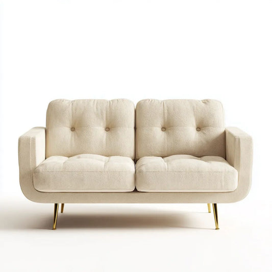 Sofa, Dwufotelik sofa w klamrze poliestrowej z metalową, metalową nogą, 150 x 82 x 85 cm