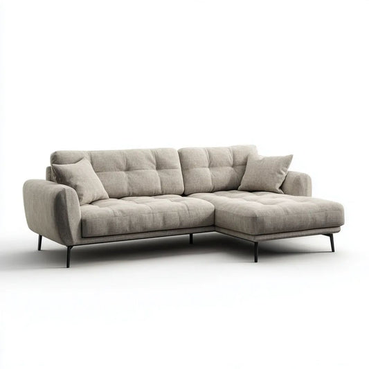 Sofa, 3-osobowa poliester wyprostowany narożnik sofa z szezlongiem, 250 x 160 x 85 cm