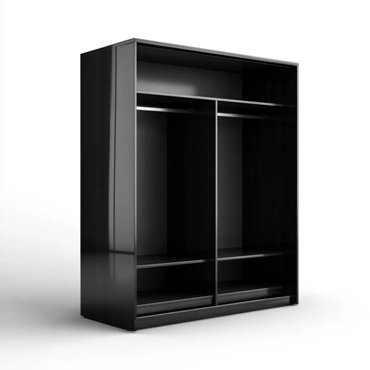 Szafa otwarta na czarno szafa 120 x 60 x 200 cm w prostokątnym MDF z 2 przegródkami wieszaki