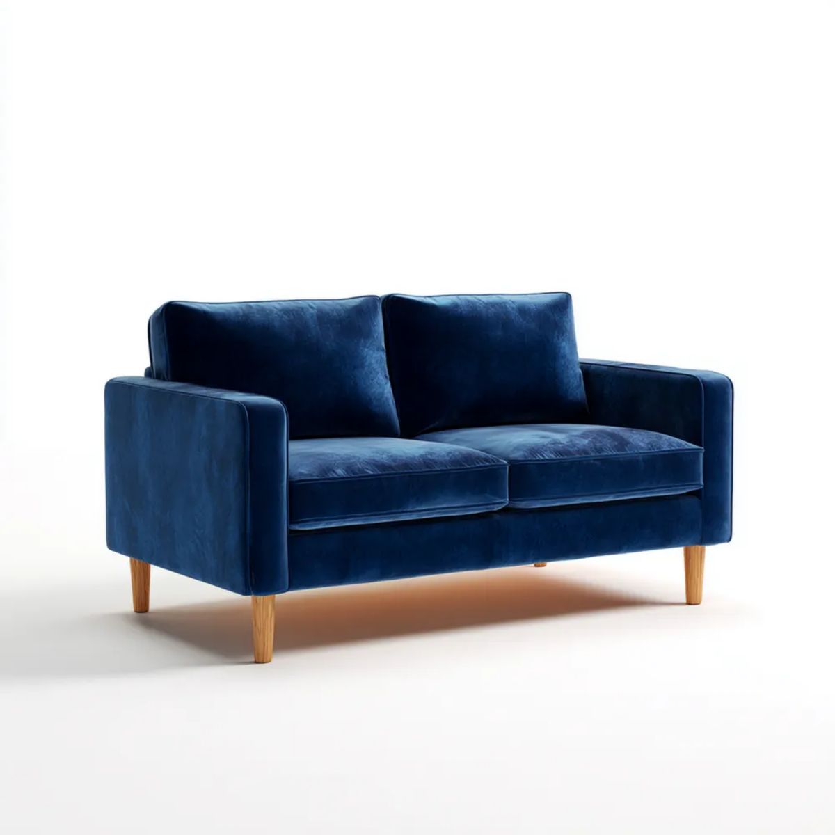 Sofa, 2-osobowa w sofie w nocy niebieski z drewnianymi nóżkami, 150 x 85 x 85 cm