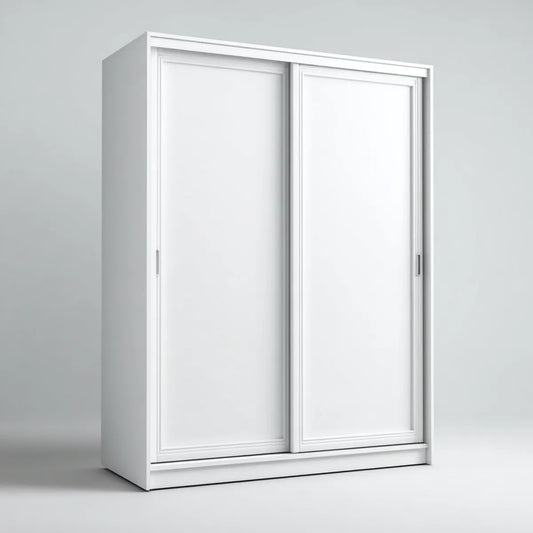Szafa, Białe 180 x 60 x 220 cm od płyty wiórowej z 2 drzwiami przesuwnymi