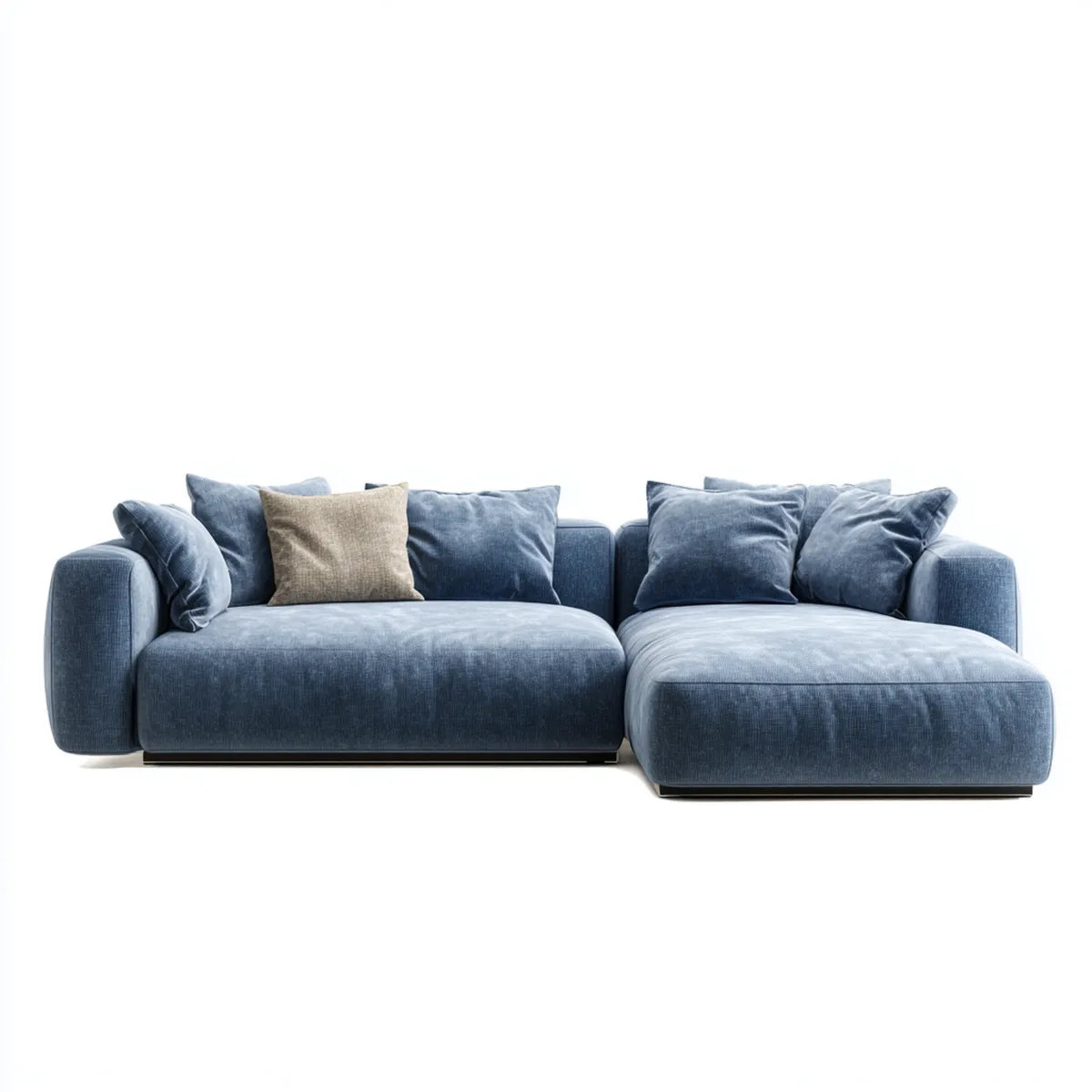 Sofa, Kanapa narożna z niebieskim szezlongiem 290 x 170 x 78 cm poliestrowy tkanina kształt litery L